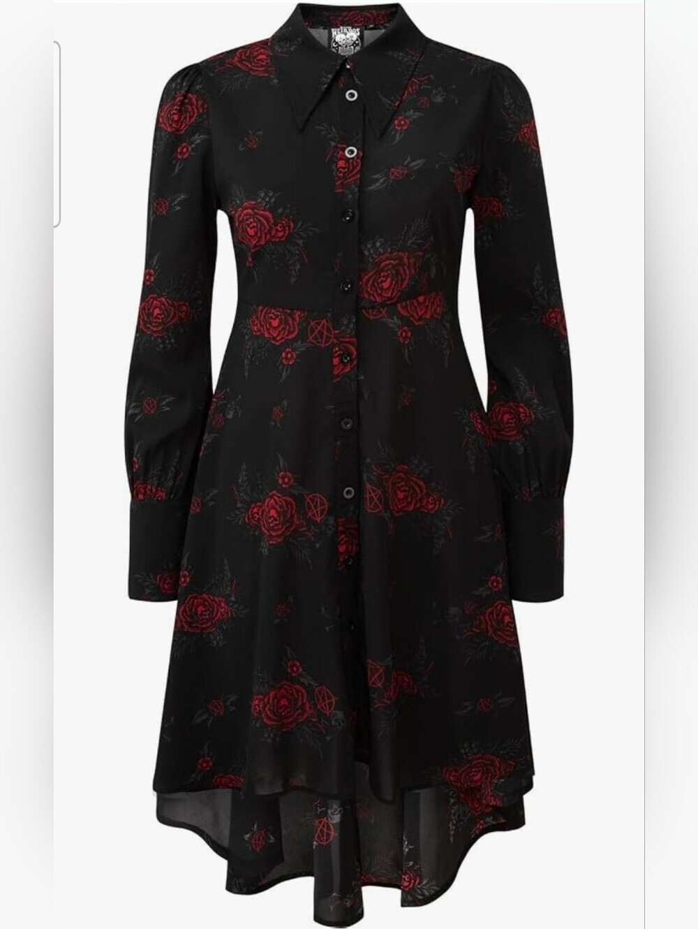 Killstar Pandora Chiffon Floral High Low Goth Punk Roses Shirt Dress